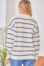 Mock neck navy stripe sweater