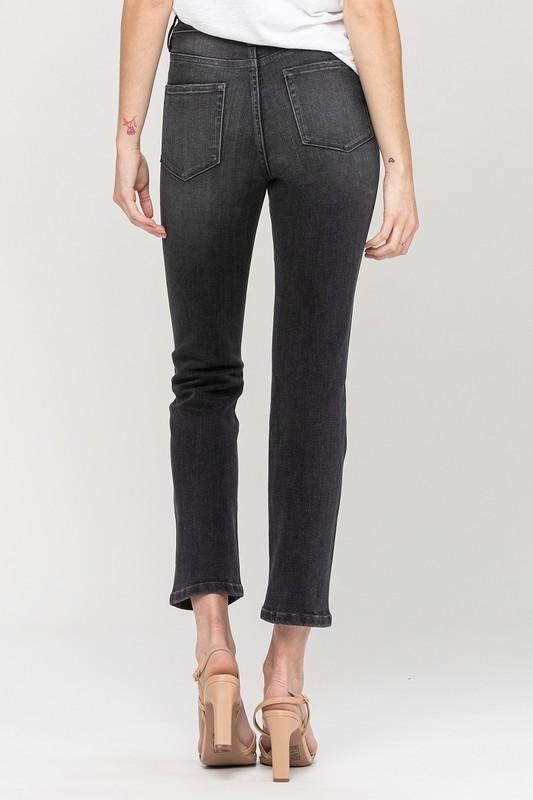 High Rise Straight Black Jeans