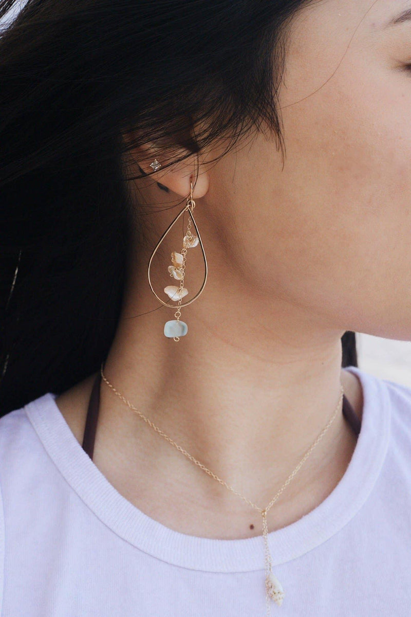 Keshi Pearl & Sea Glass Earrings