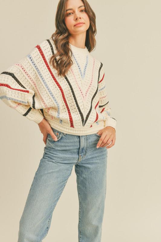 Striped Pointelle Sweater